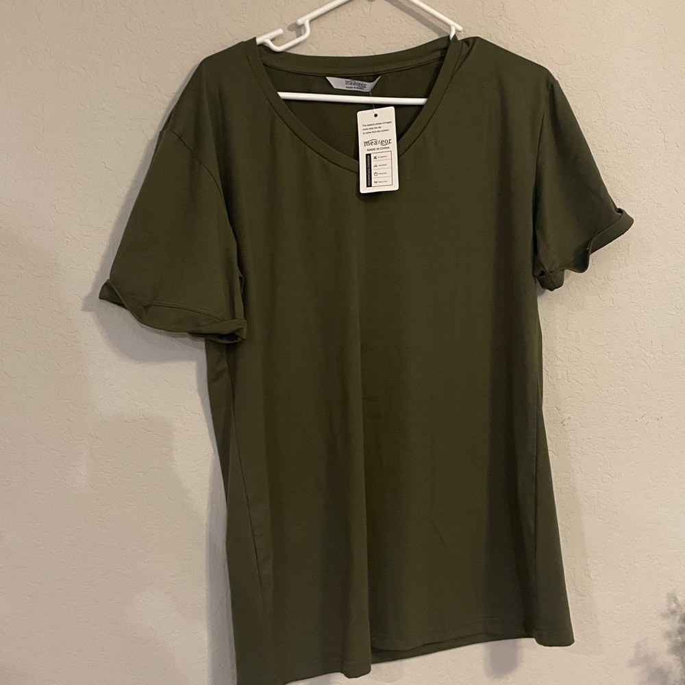Olive green v-neck tee